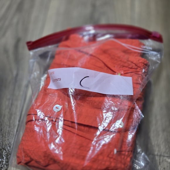 THML The Norah Embroidered Button Down Shirt Womens Large Orange NWOT - Picture 10 of 10